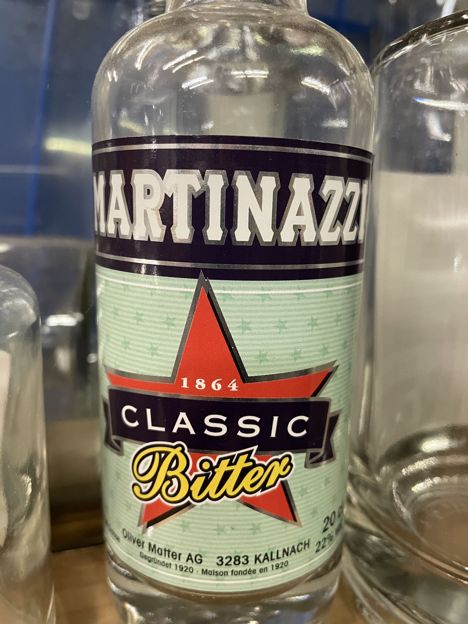 Leere Flasche mit Etikett für Martinazzi Bitter Aperitif